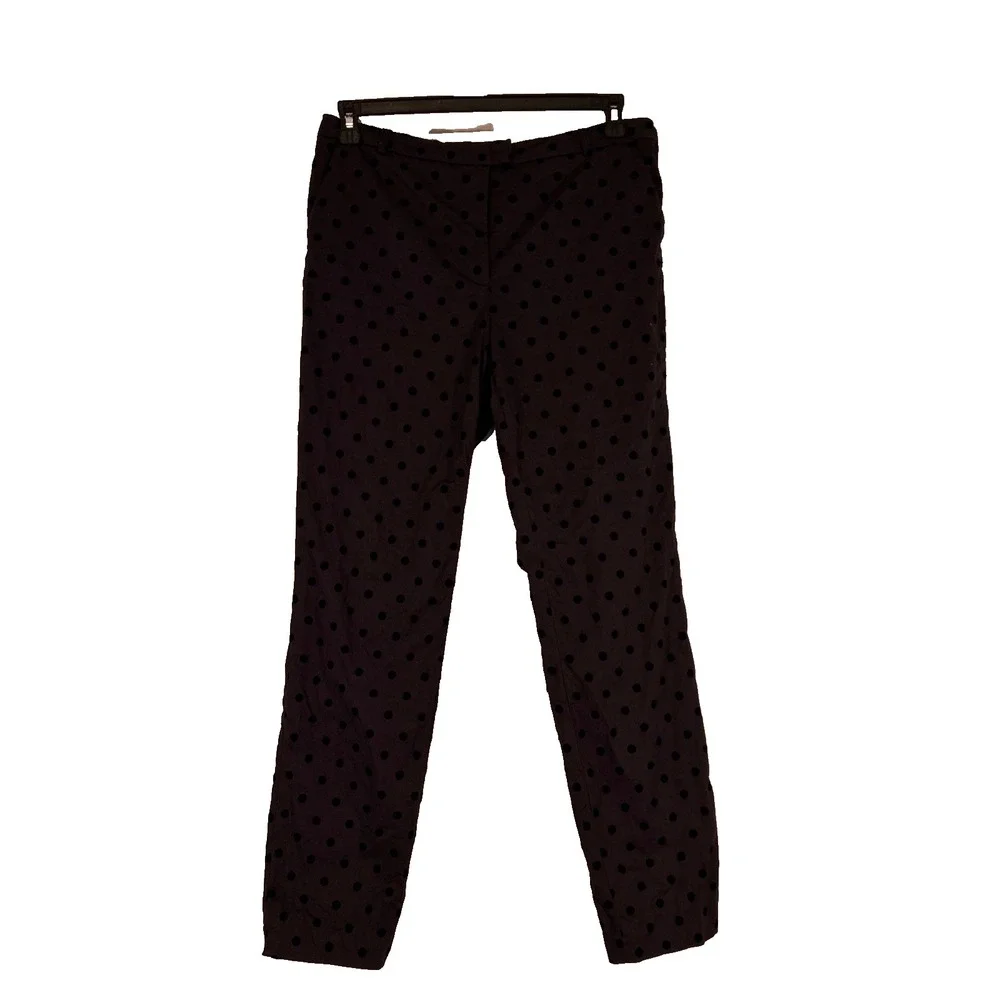Soft Surroundings Sz 8 Delano‎ Dot Pants Black Whimsigoth Neutral Flocked Dots